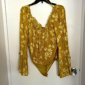 Floral free people bodysuit - never worn
